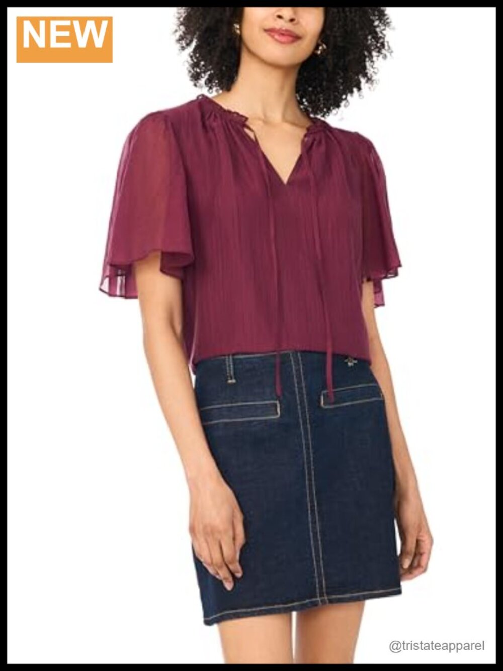 Vince Camuto Tie Neck Short Sleeve Blouse 100% Polyester